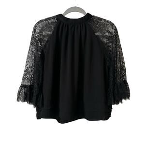 Who What Wear black lacy flowy high neck top